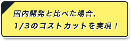 国内開発と比べた場合、 1/3のコストカットを実現！