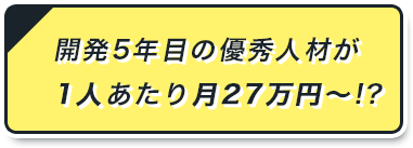 開発5年目の優秀人材が 1人あたり月27万～!?